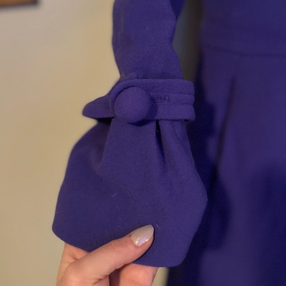GUC J. Crew Vibrant Purple Wool Pea Coat- One Missing Button - Picture 4 of 9